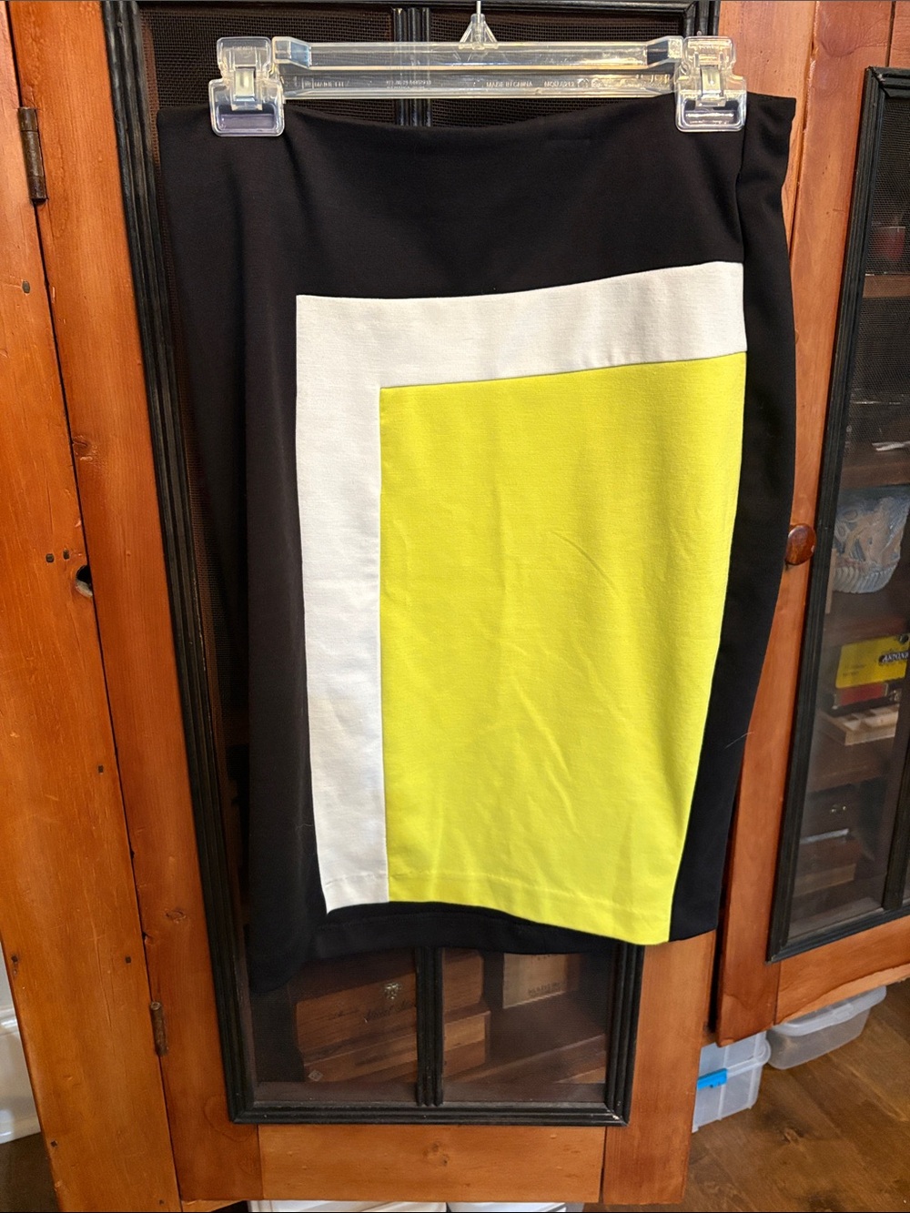 Merona Black Colorblock Pencil Skirt with White and Yellow Panels